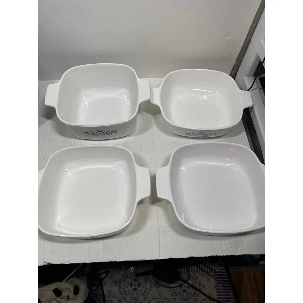 Corningware Lot of 4‎ - Blue Cornflower -  A-11/2-B,  P-1-B, A-1-B,  A-1-B White